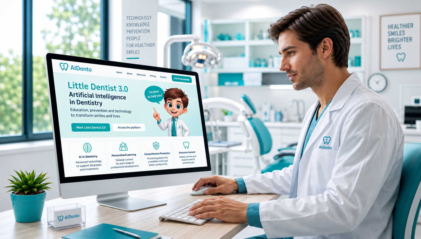Dental professional using the AIOdonto chatbot to improve patient care