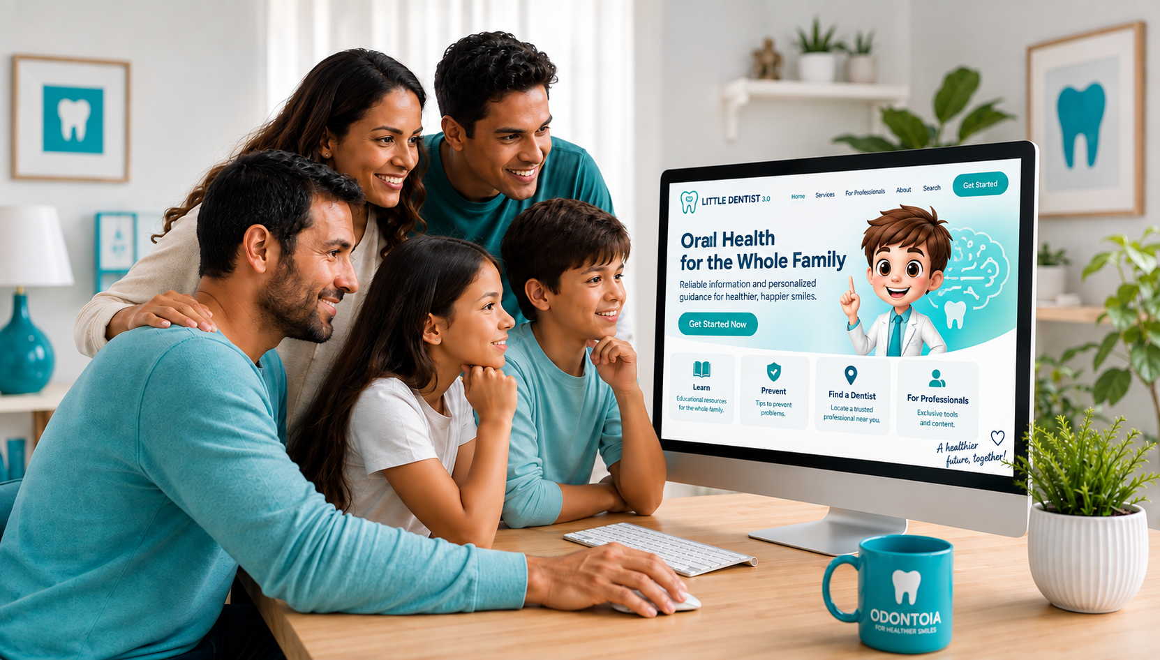 Family researching dentistry topics with help from Little Dentist