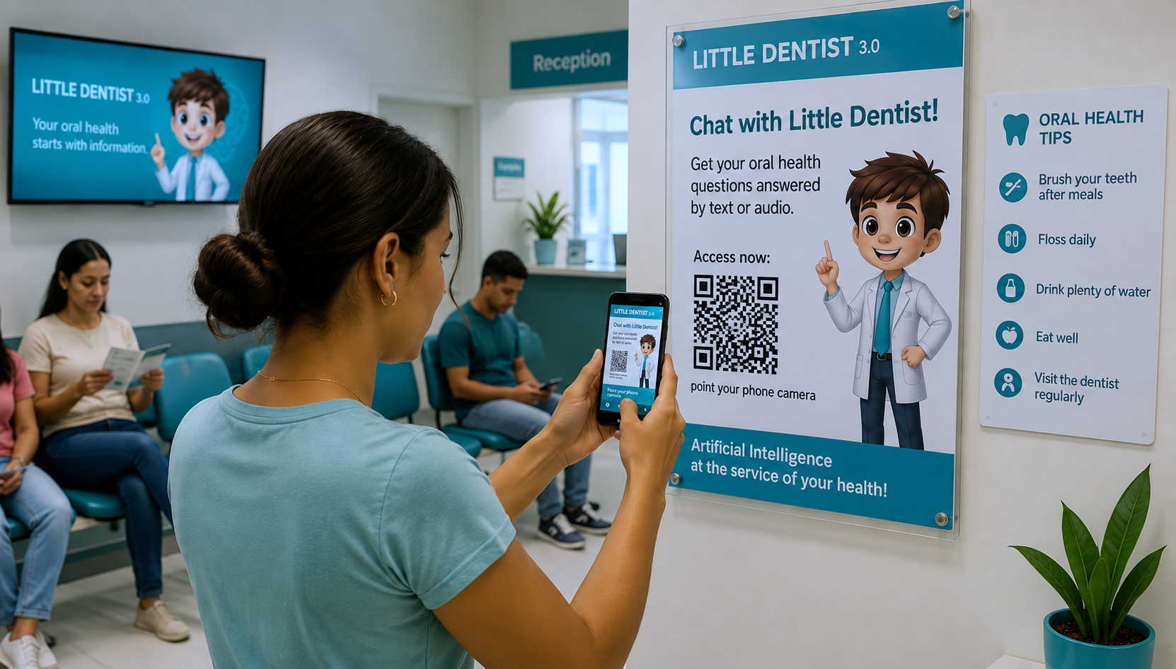 Patient scanning the Little Dentist QR code